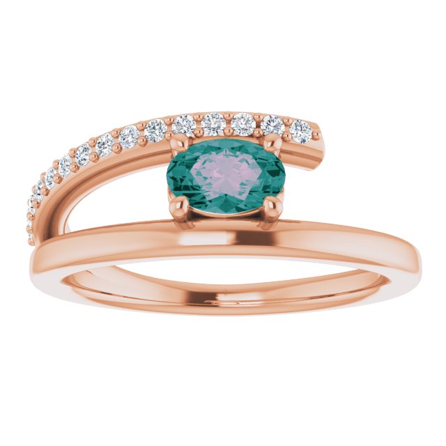 Oval Lab-Grown Alexandrite & 1/8 CTW Natural Diamond Ring