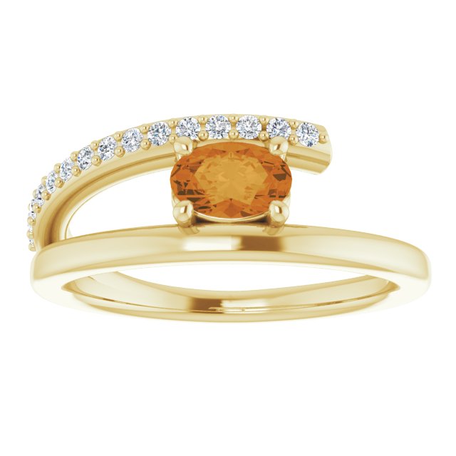 Oval Natural Citrine & 1/8 CTW Natural Diamond Ring