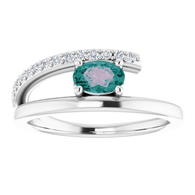 Oval Lab-Grown Alexandrite & 1/8 CTW Natural Diamond Ring