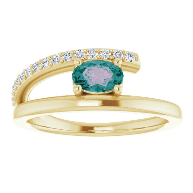 Oval Lab-Grown Alexandrite & 1/8 CTW Natural Diamond Ring
