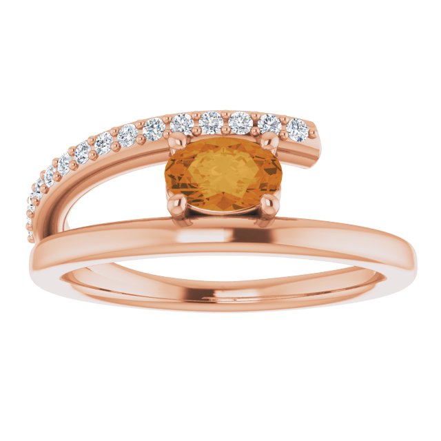 Oval Natural Citrine & 1/8 CTW Natural Diamond Ring