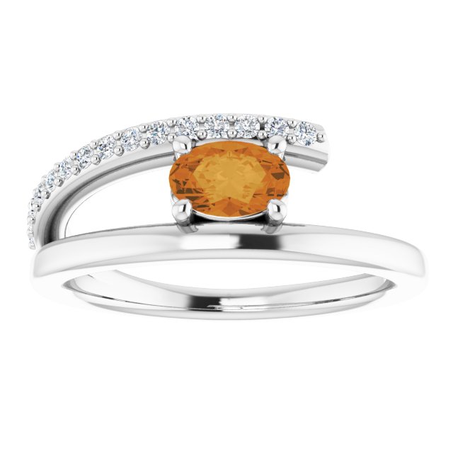 Oval Natural Citrine & 1/8 CTW Natural Diamond Ring