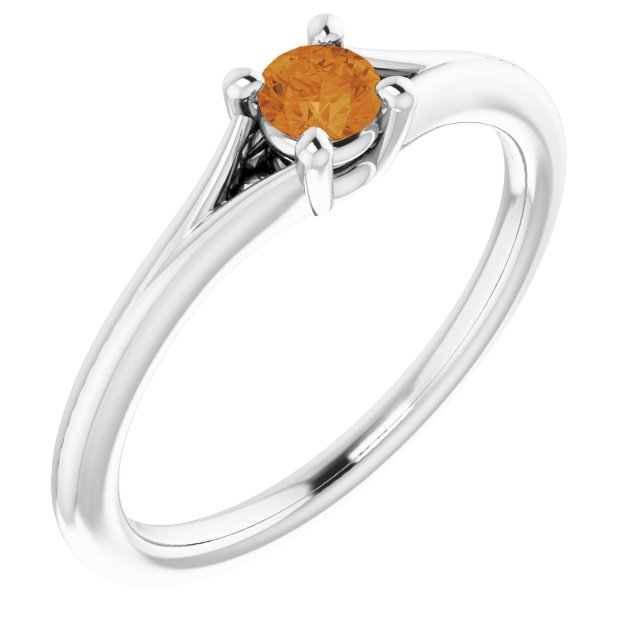 Round Natural Citrine Youth Solitaire Ring