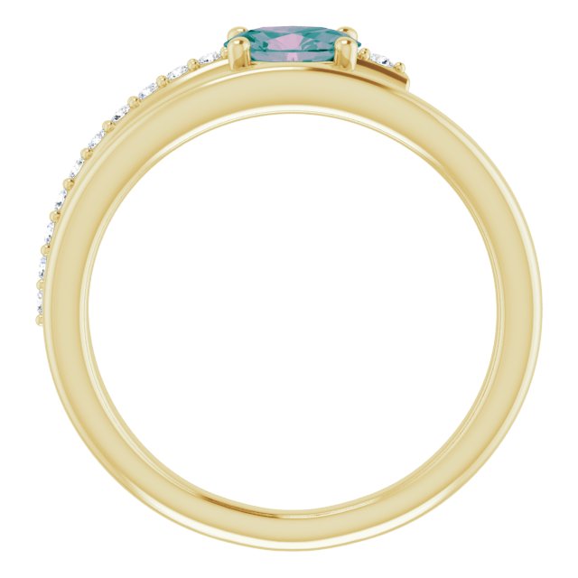 Oval Lab-Grown Alexandrite & 1/8 CTW Natural Diamond Ring