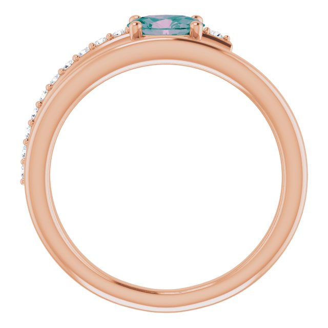 Oval Lab-Grown Alexandrite & 1/8 CTW Natural Diamond Ring