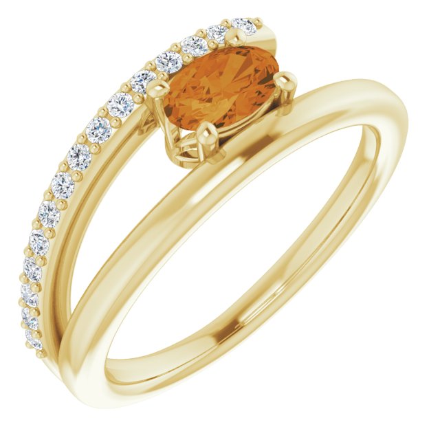 Oval Natural Citrine & 1/8 CTW Natural Diamond Ring