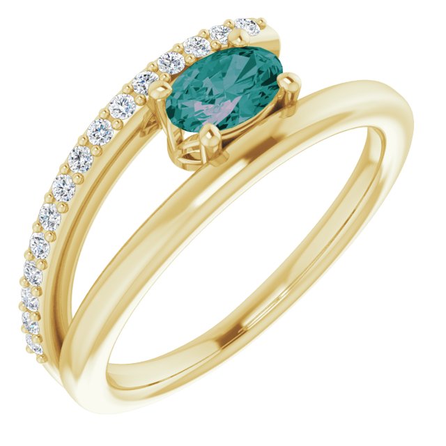 Oval Lab-Grown Alexandrite & 1/8 CTW Natural Diamond Ring