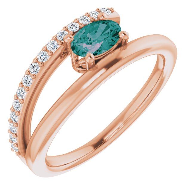 Oval Lab-Grown Alexandrite & 1/8 CTW Natural Diamond Ring