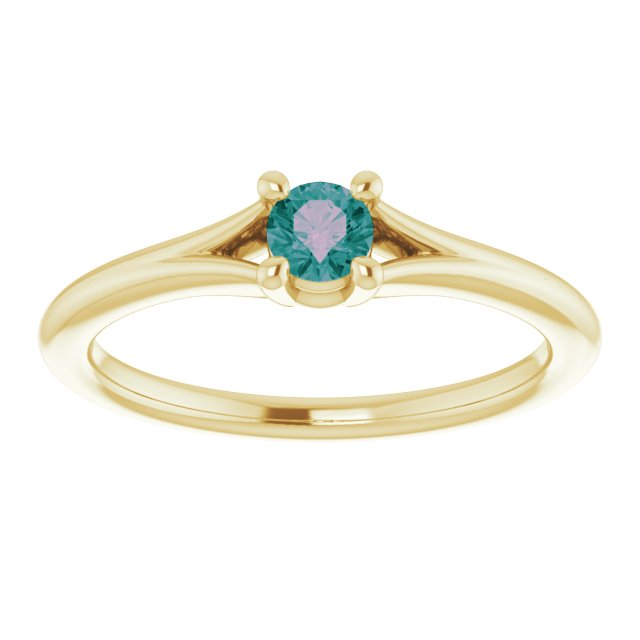 Round Lab-Grown Alexandrite Youth Solitaire Ring