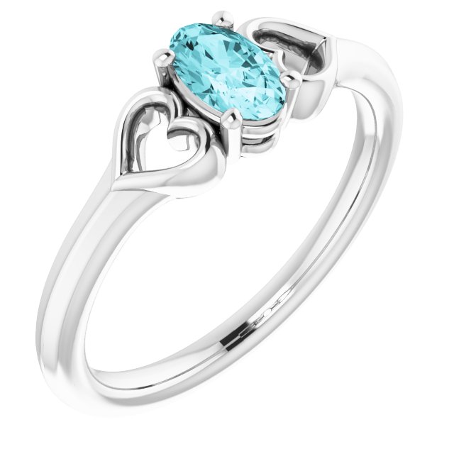 Natural Blue Zircon Youth Heart Ring