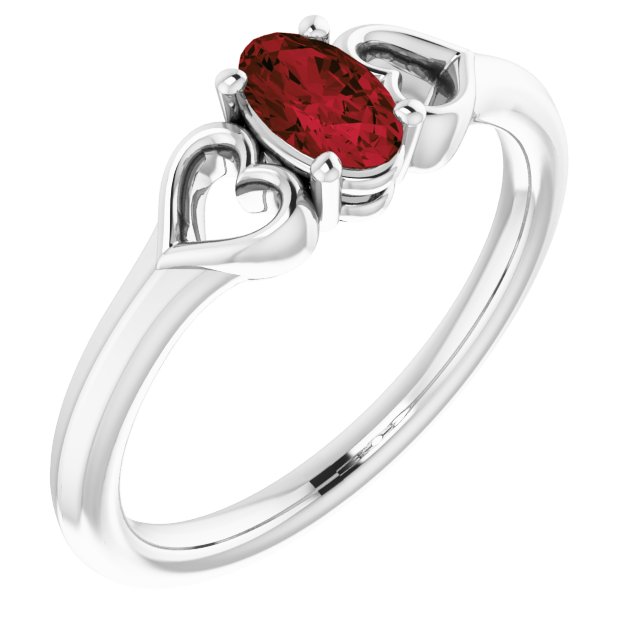 Natural Mozambique Garnet Youth Heart Ring