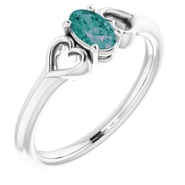 Lab-Grown Alexandrite Youth Heart Ring