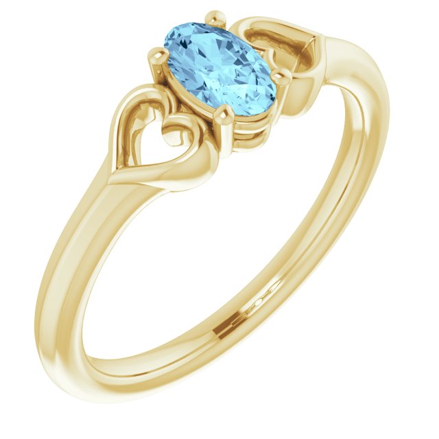 Natural Aquamarine Youth Heart Ring