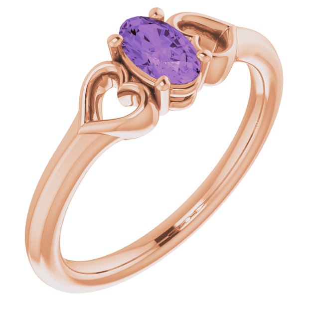 Natural Amethyst Youth Heart Ring