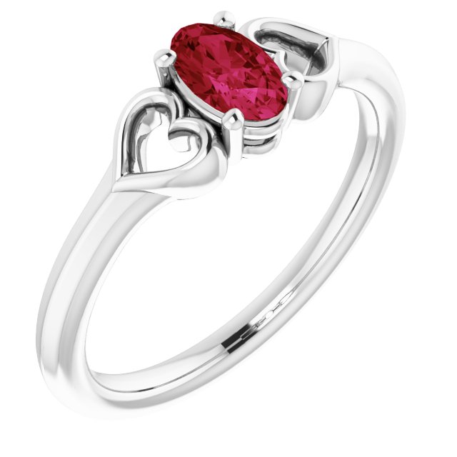 Lab-Grown Ruby Youth Heart Ring