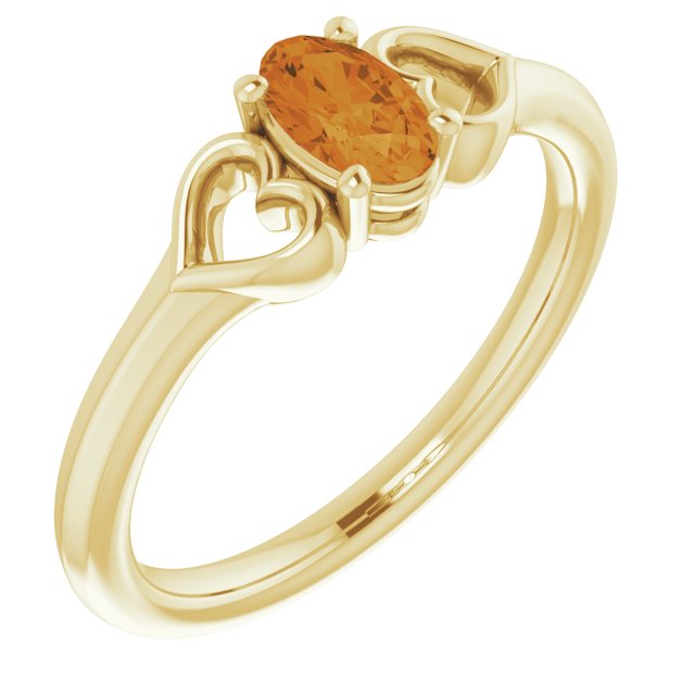 Natural Citrine Youth Heart Ring