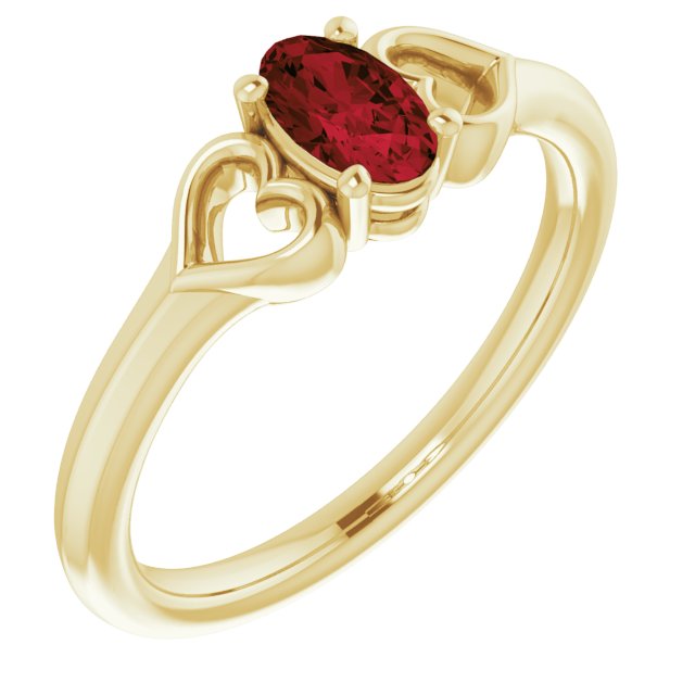 Natural Mozambique Garnet Youth Heart Ring