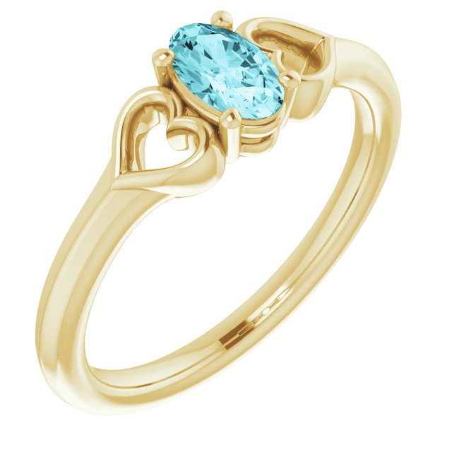 Natural Blue Zircon Youth Heart Ring