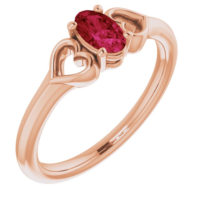 Lab-Grown Ruby Youth Heart Ring