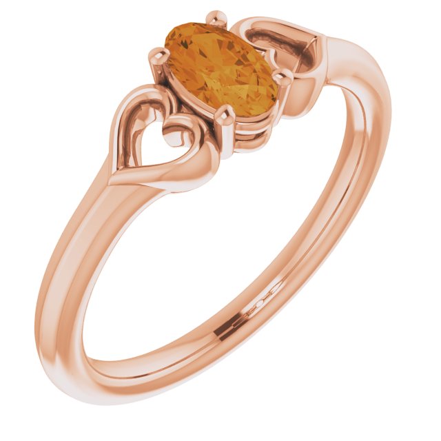 Natural Citrine Youth Heart Ring