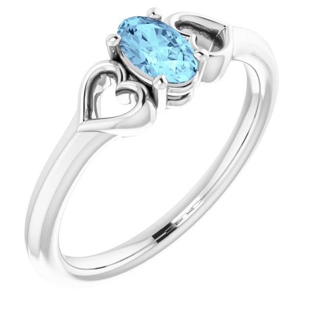 Natural Aquamarine Youth Heart Ring