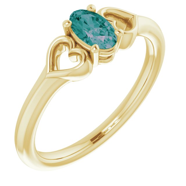 Lab-Grown Alexandrite Youth Heart Ring