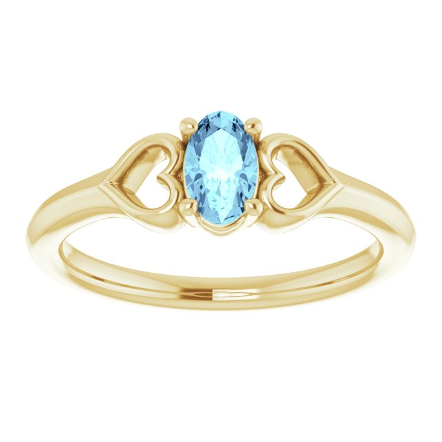 Natural Aquamarine Youth Heart Ring