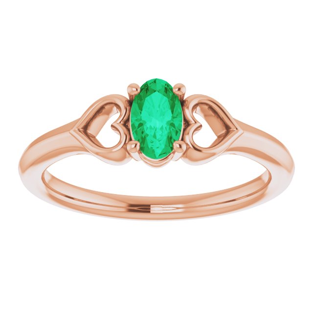 Lab-Grown Emerald Youth Heart Ring
