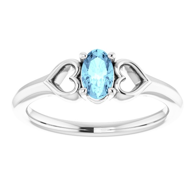 Natural Aquamarine Youth Heart Ring