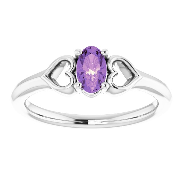 Natural Amethyst Youth Heart Ring