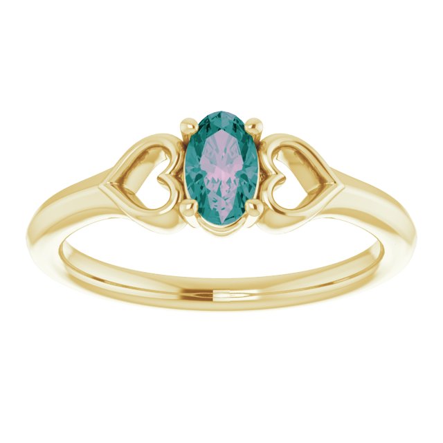 Lab-Grown Alexandrite Youth Heart Ring