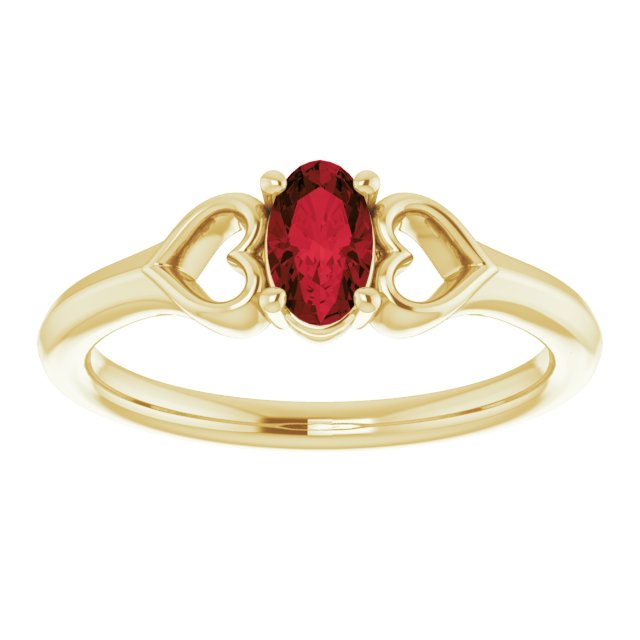 Natural Mozambique Garnet Youth Heart Ring