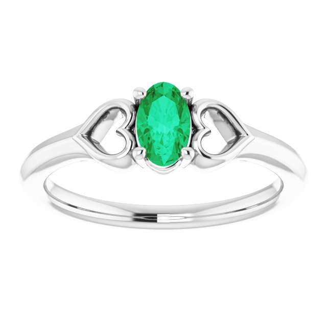 Natural Emerald Youth Heart Ring