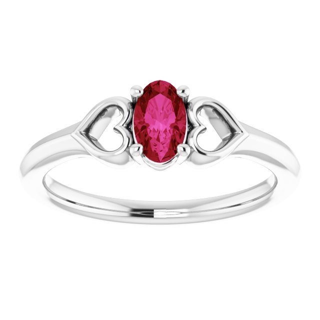 Lab-Grown Ruby Youth Heart Ring
