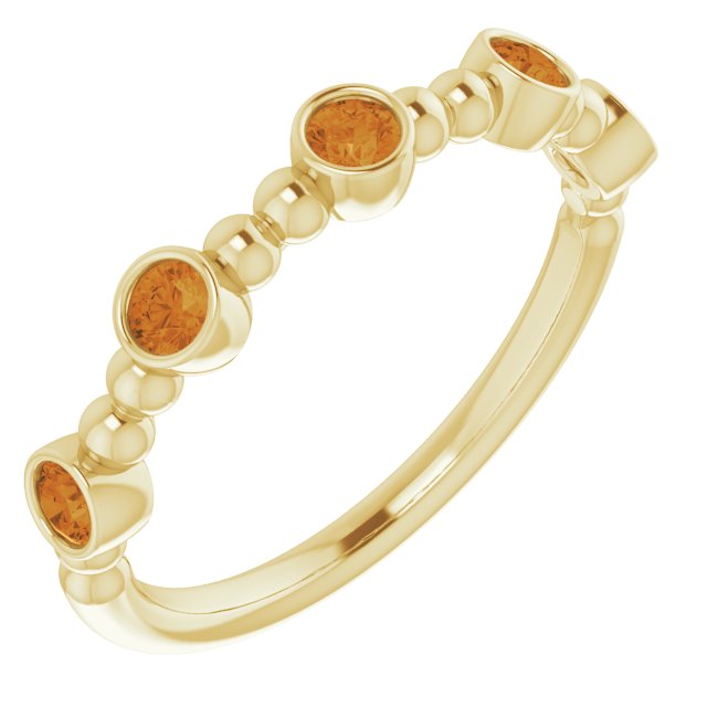 Round Natural Citrine Stackable Ring