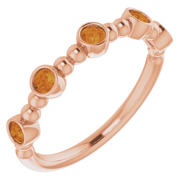 Round Natural Citrine Stackable Ring