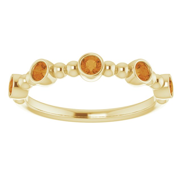 Round Natural Citrine Stackable Ring