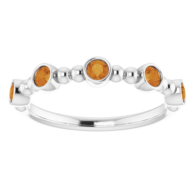 Round Natural Citrine Stackable Ring