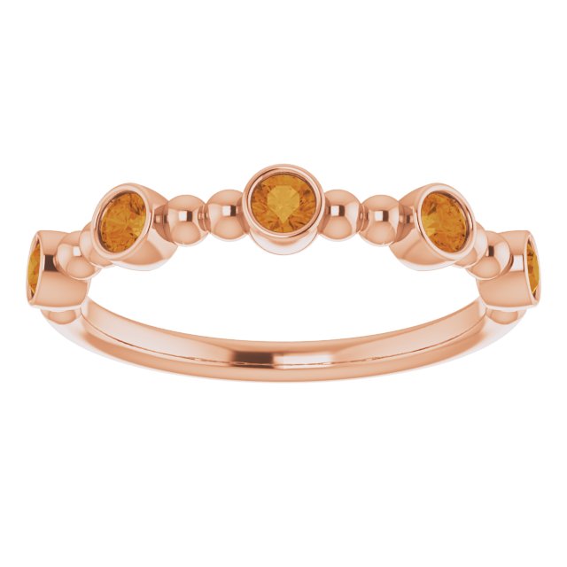 Round Natural Citrine Stackable Ring