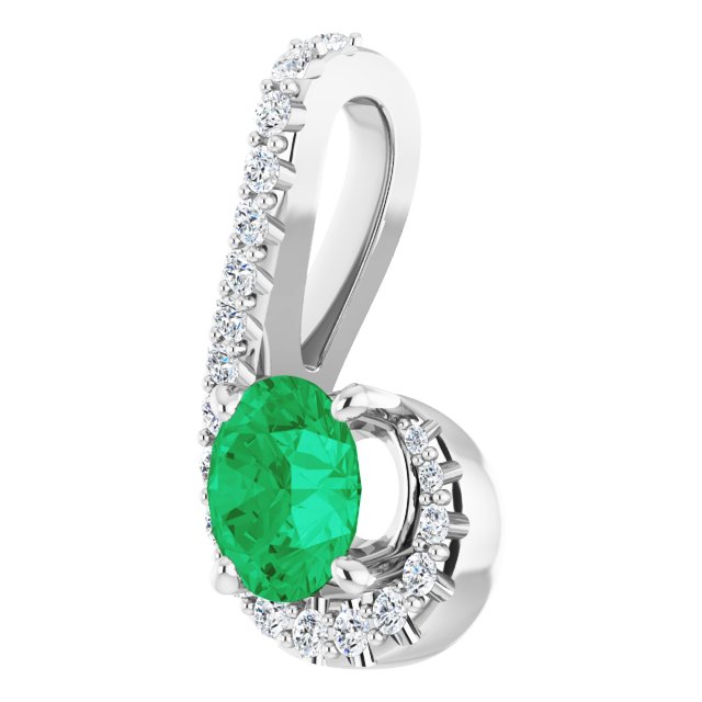 Natural Emerald & 1/6 CTW Natural Diamond Pendant