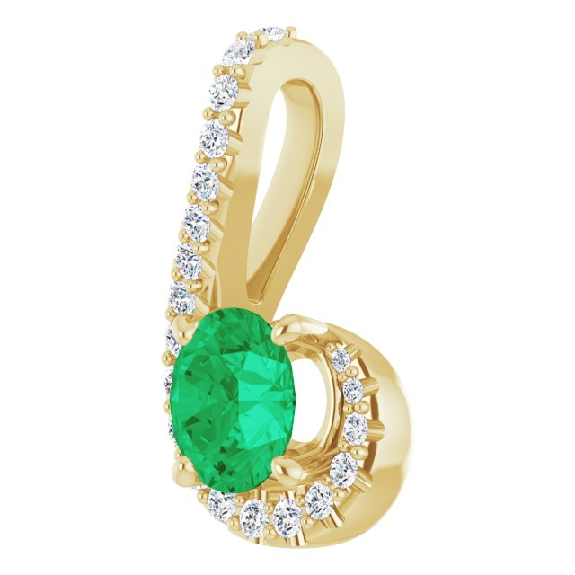 Natural Emerald & 1/6 CTW Natural Diamond Pendant