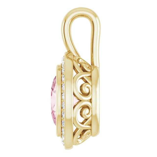 Oval Natural Pink Morganite & 1/8 CTW Natural Diamond Pendant