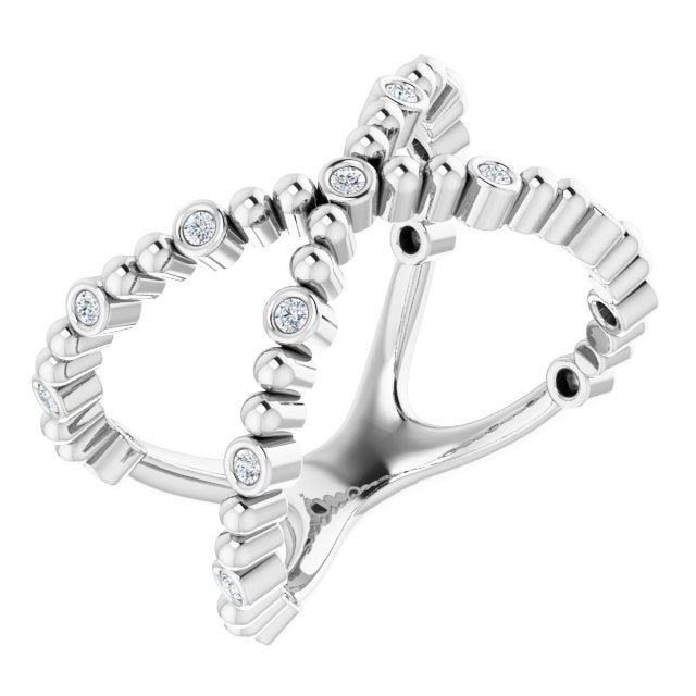 1/6 CTW Natural Diamond Beaded Negative Space Ring