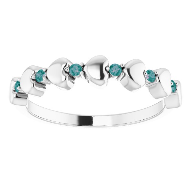 Round Natural Alexandrite Heart Stackable Ring