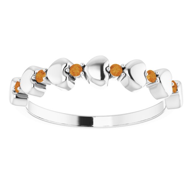 Round Natural Citrine Heart Stackable Ring