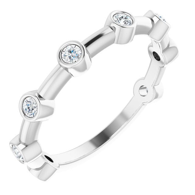 Round 1/5 CTW Natural Diamond Bezel-Set Bar Ring