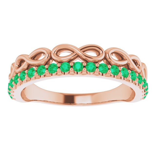 Natural Emerald Infinity-Inspired Stackable Ring