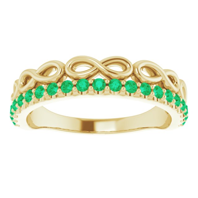 Natural Emerald Infinity-Inspired Stackable Ring