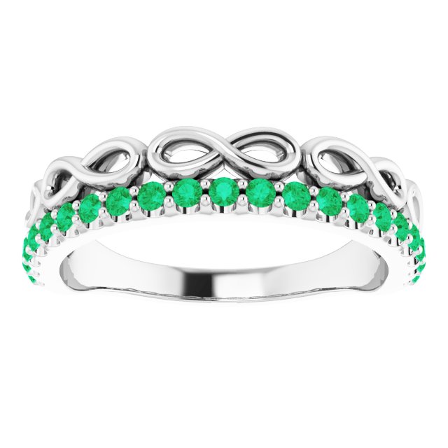 Natural Emerald Infinity-Inspired Stackable Ring