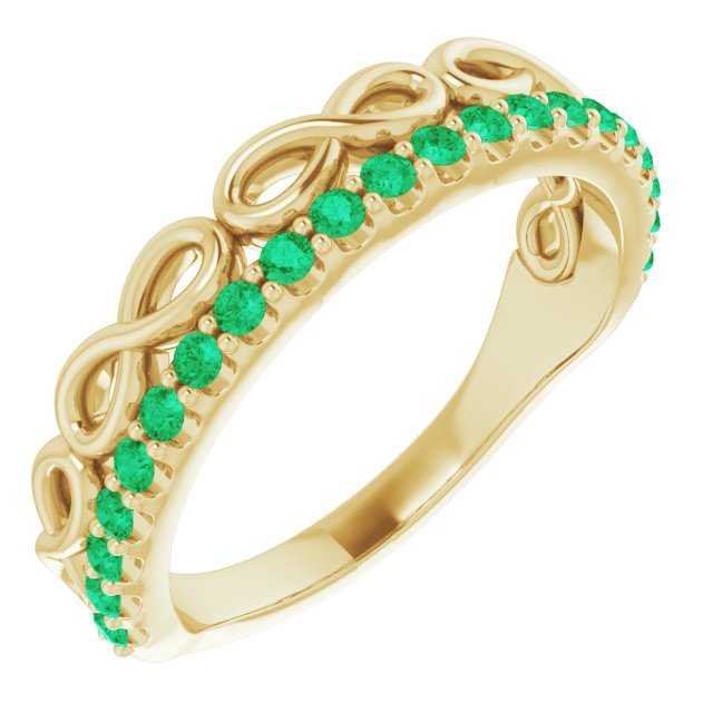 Natural Emerald Infinity-Inspired Stackable Ring